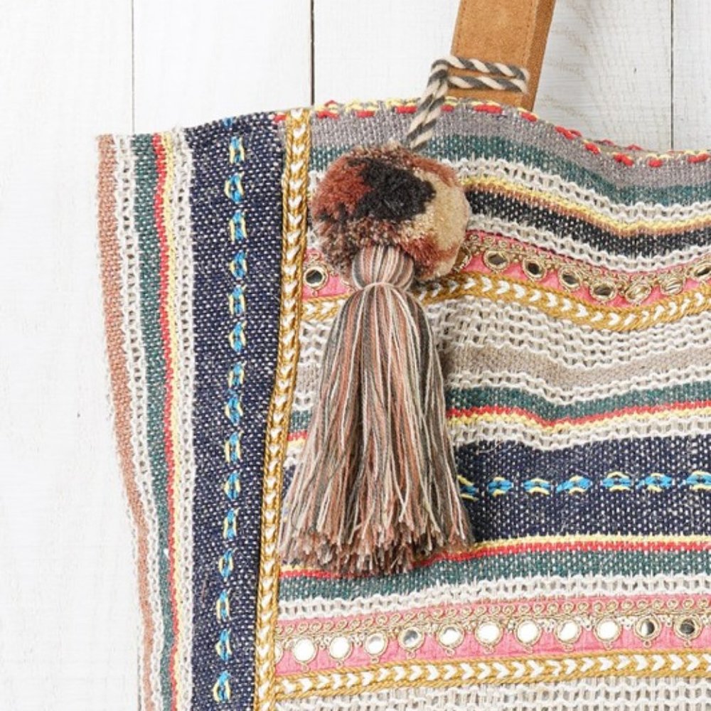 Striped Jute Shopper Bag - Picture 3 of 3